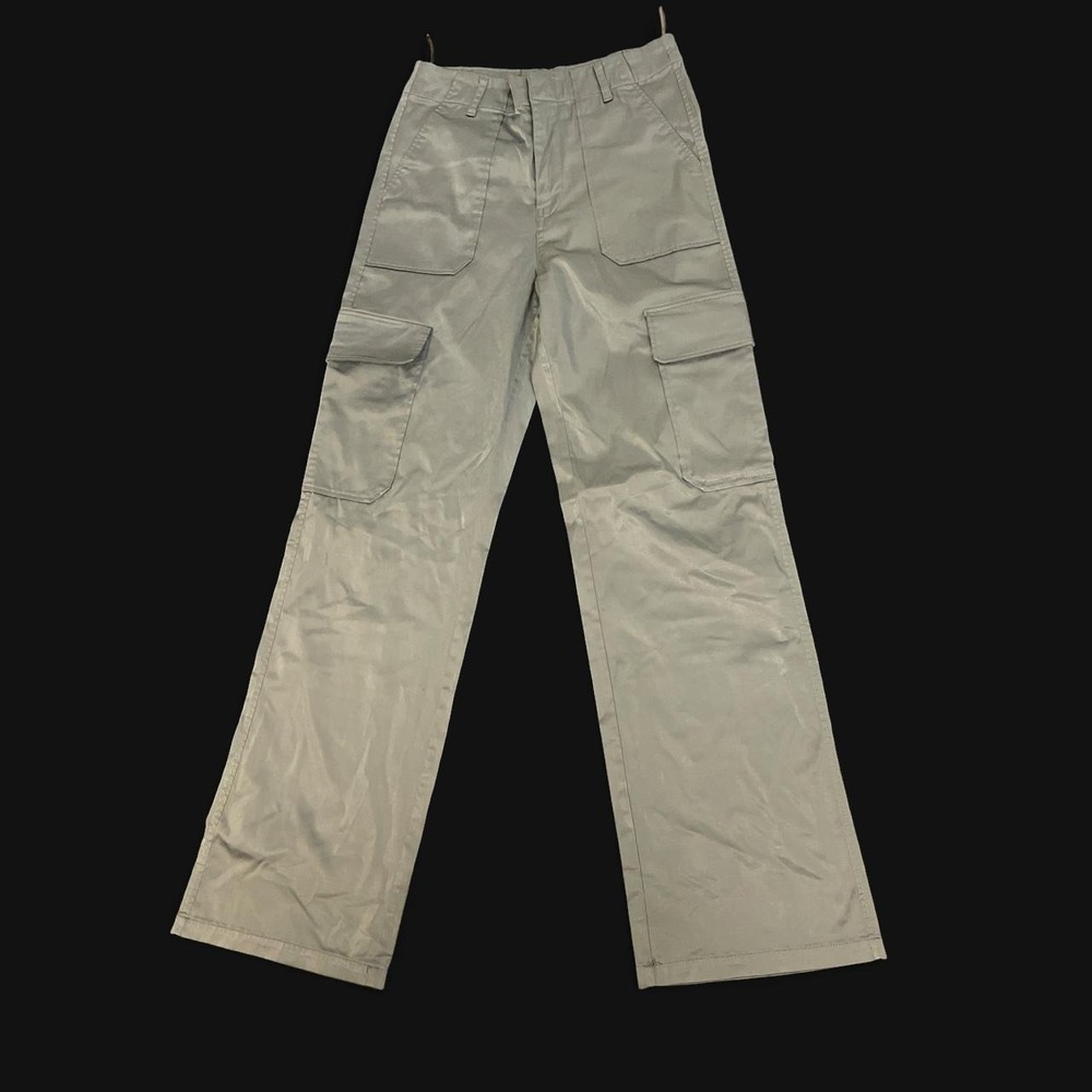 Zara Light green satin bootcut cargo pants with a relaxed fit